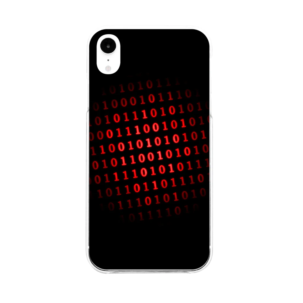 DograveのBinary Number phone case Red ソフトクリアスマホケース