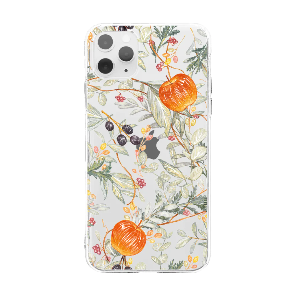 omisoのりんごと花 Soft Clear Smartphone Case