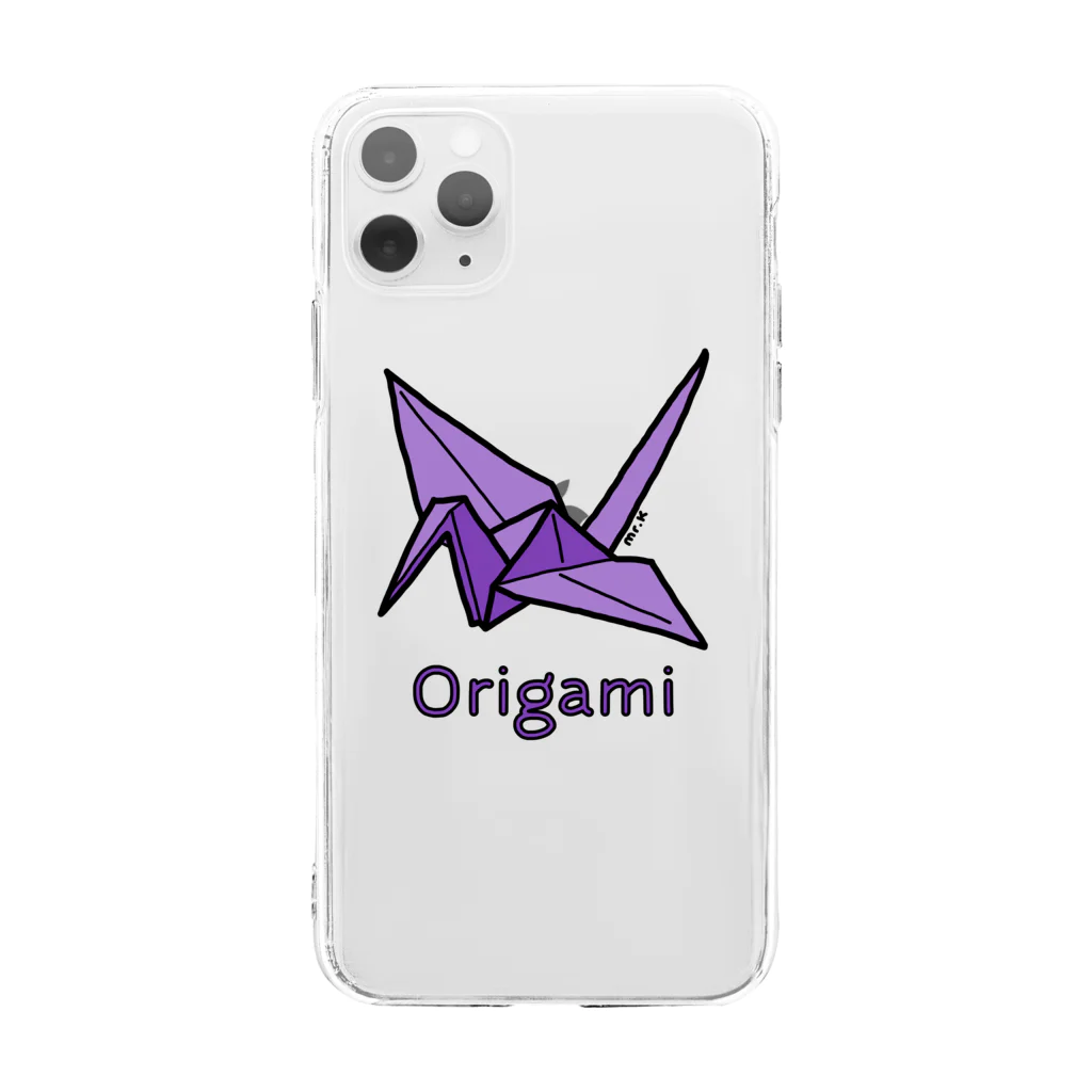 MrKShirtsのOrigami (折り紙鶴) 色デザイン ソフトクリアスマホケース
