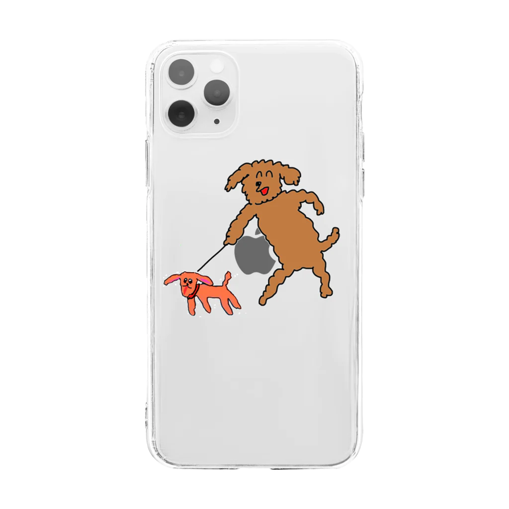 子供の言い訳の犬と犬おさんぽ Soft Clear Smartphone Case