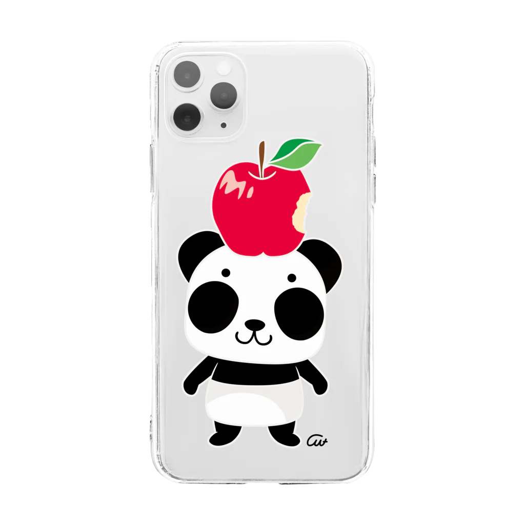 イラスト MONYAAT のパンダ！ズレぱんだちゃんのリンゴ食べたの誰？　 Soft Clear Smartphone Case