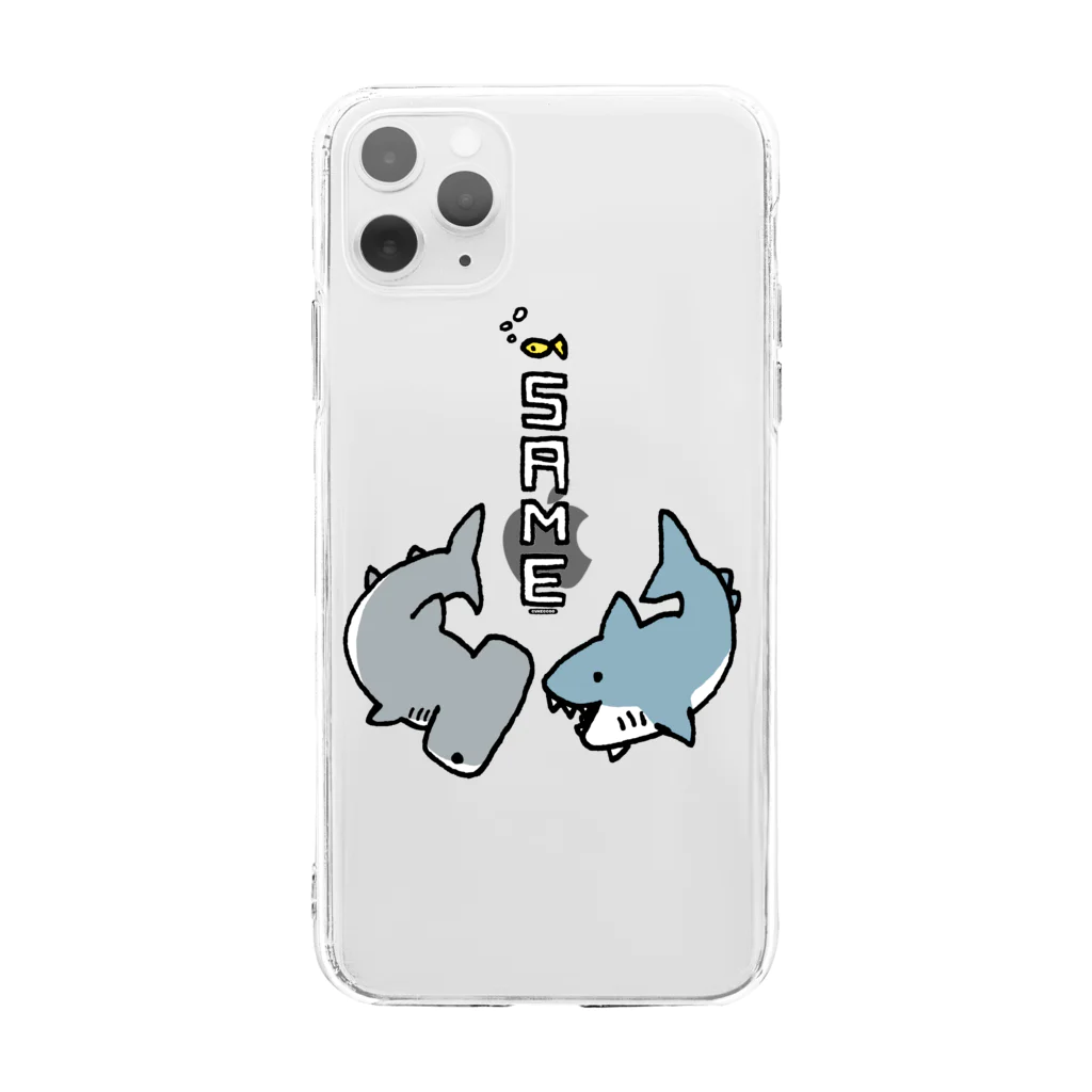 Cɐkeccooのらくがきシリーズ-サメさんとシュモクザメさん Soft Clear Smartphone Case