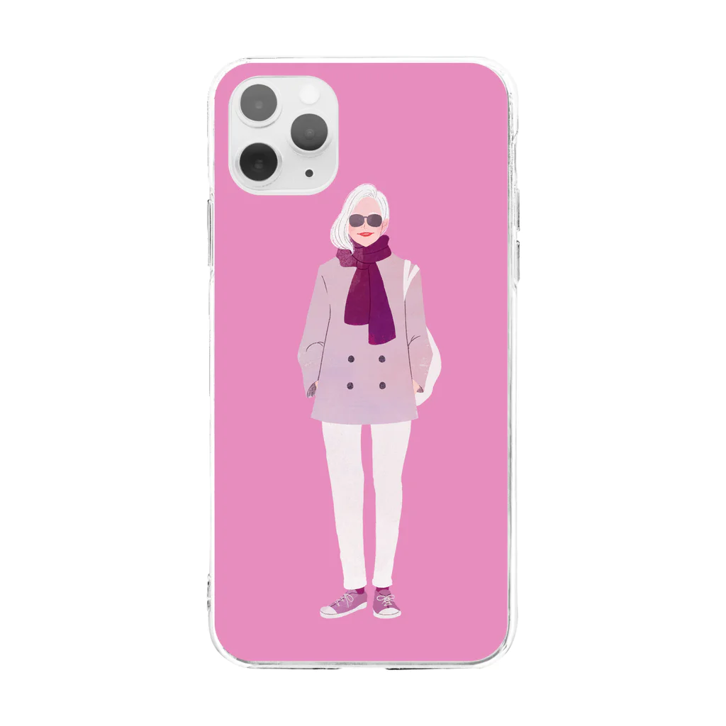 ..lineのボルドーのマフラー Soft Clear Smartphone Case