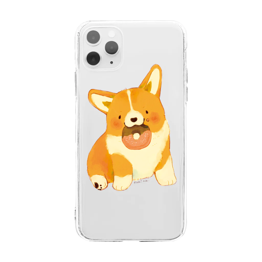 ちゃこぺん（SUZURI店）のもぐもぐコーギーちゃん Soft Clear Smartphone Case