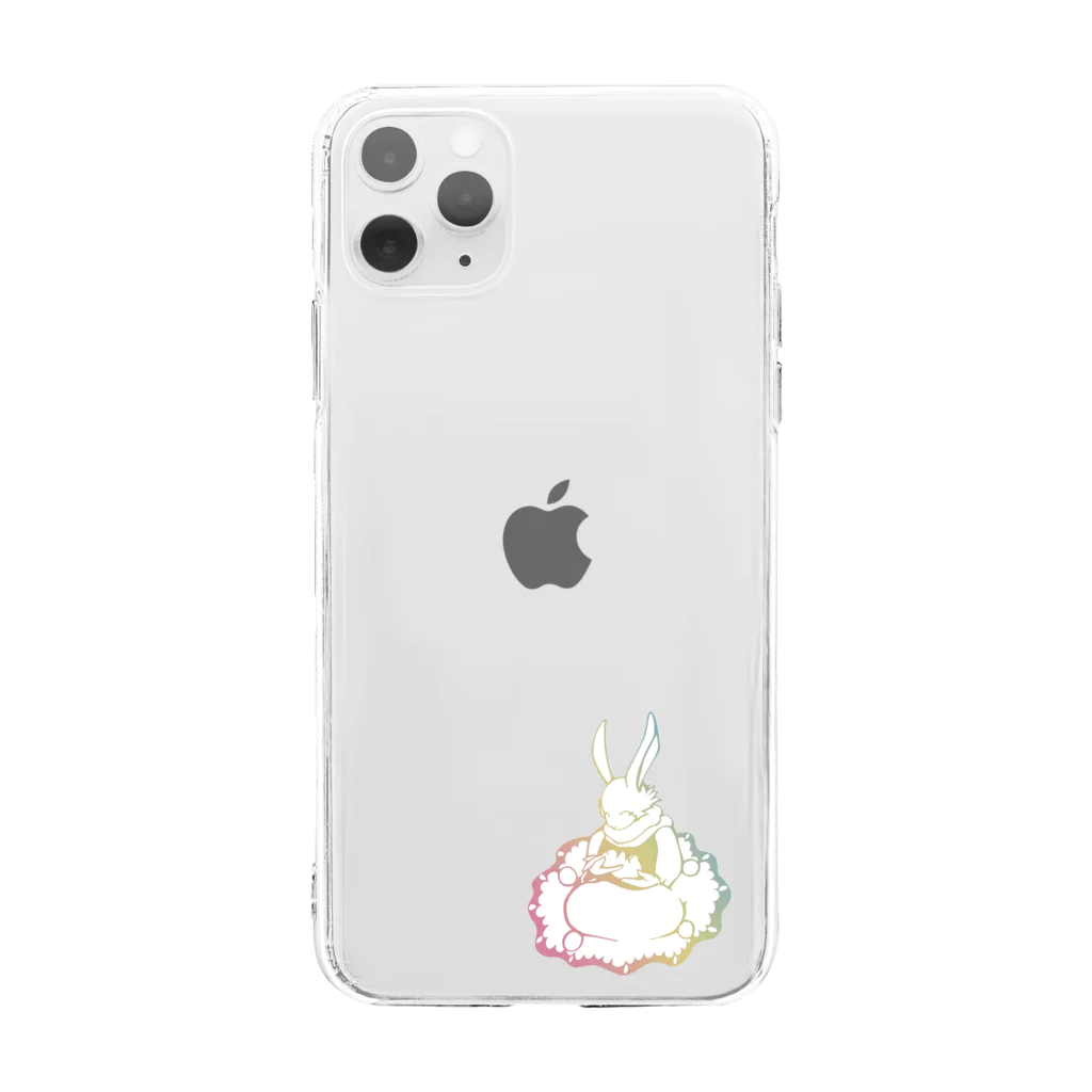 切り絵ariのウサギ Soft Clear Smartphone Case