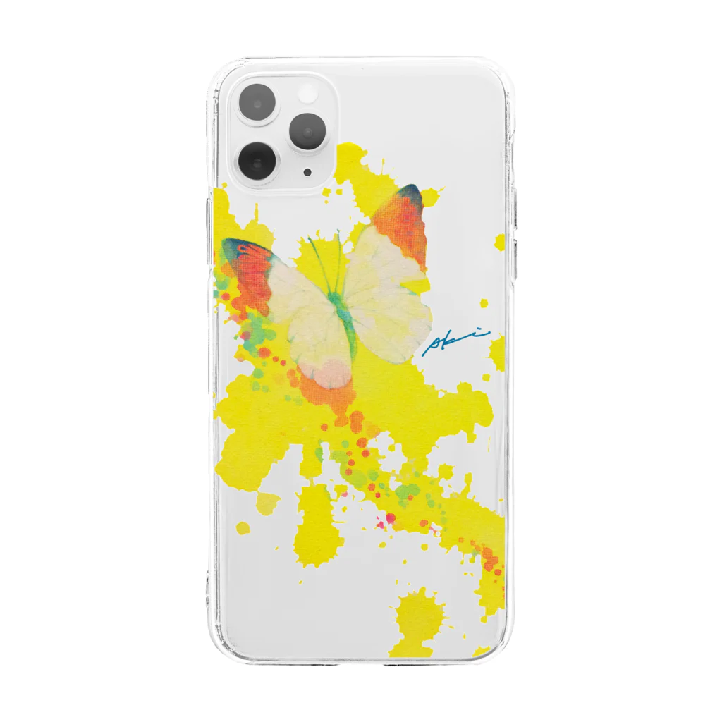 Akiss art ONLINE SHOPのこれから出逢う黃色の蝶 Soft Clear Smartphone Case