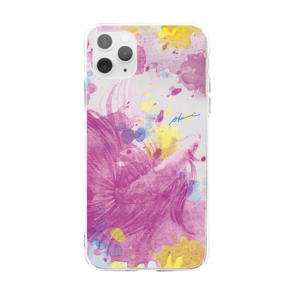 Akiss art ONLINE SHOPの運命のピンクのベタ Soft Clear Smartphone Case