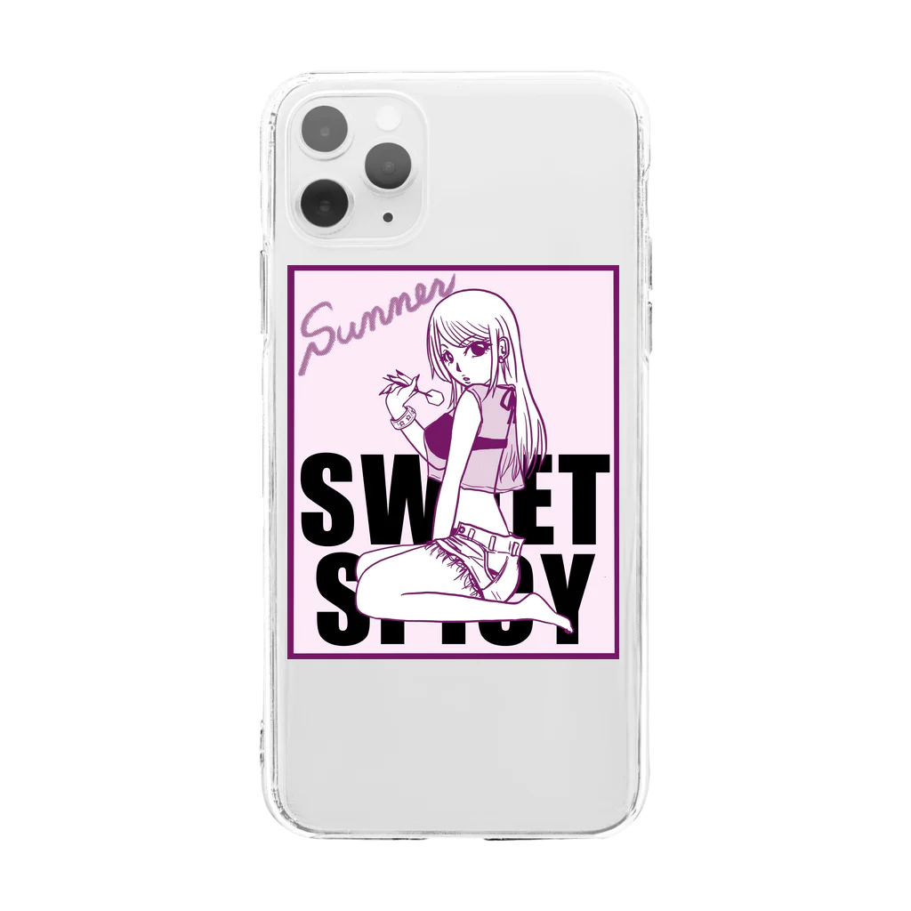 SWEET＆SPICY 【 すいすぱ 】ダーツのSummer ダーツガール🎯 Soft Clear Smartphone Case