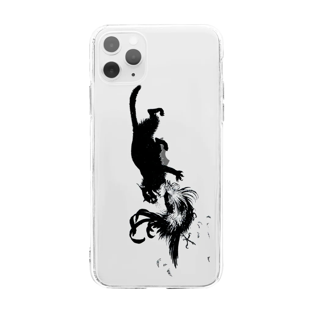 Nursery Rhymes  【アンティークデザインショップ】のThe Cat and The Cock Soft Clear Smartphone Case