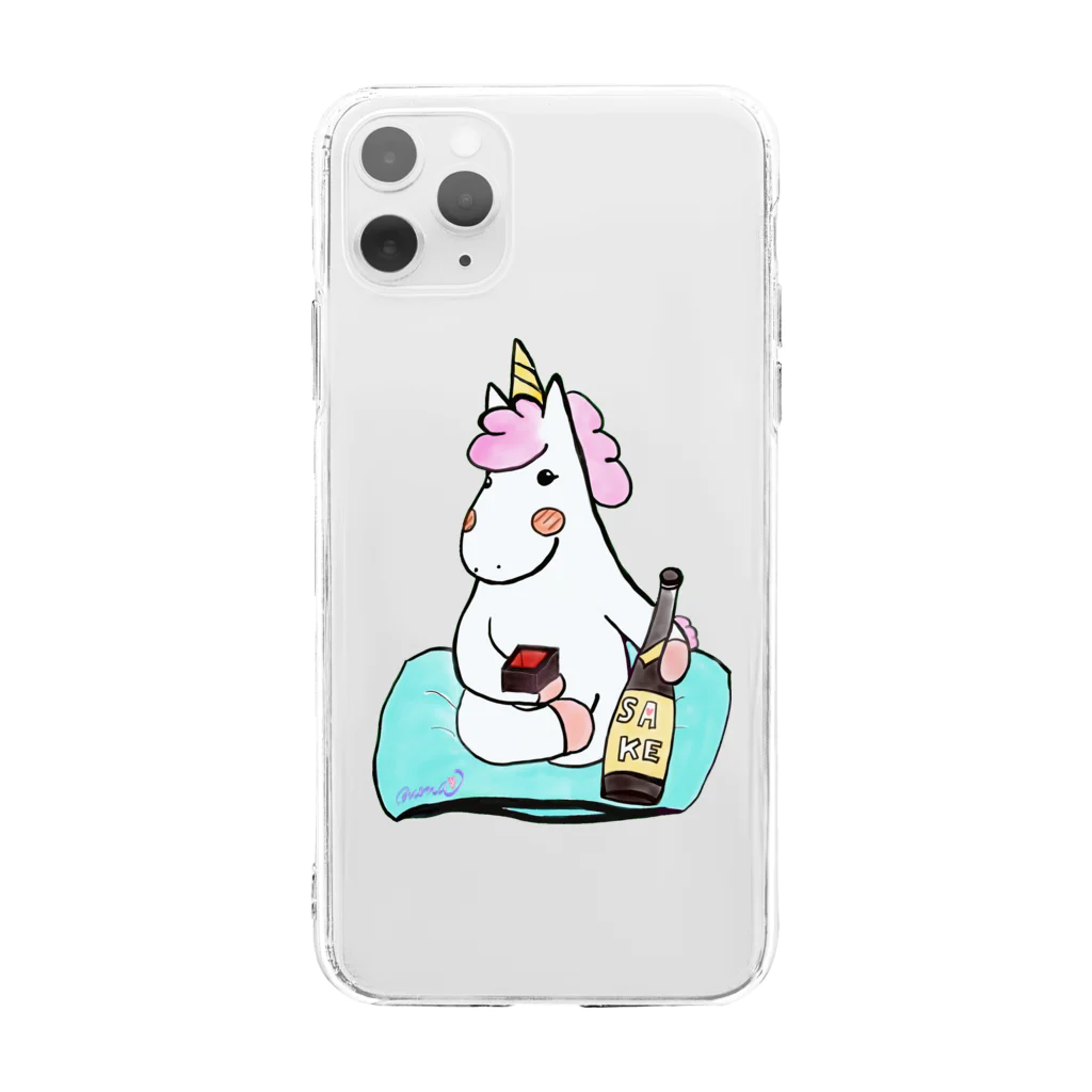 天使のやすらぎのほろ酔いこんこん Soft Clear Smartphone Case