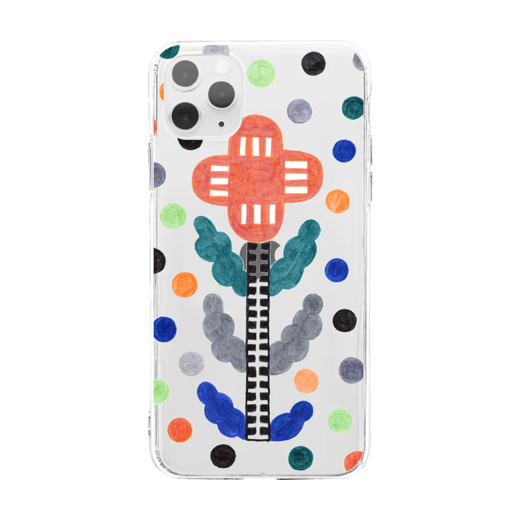 hk_illustrationのFlower_dots Soft Clear Smartphone Case