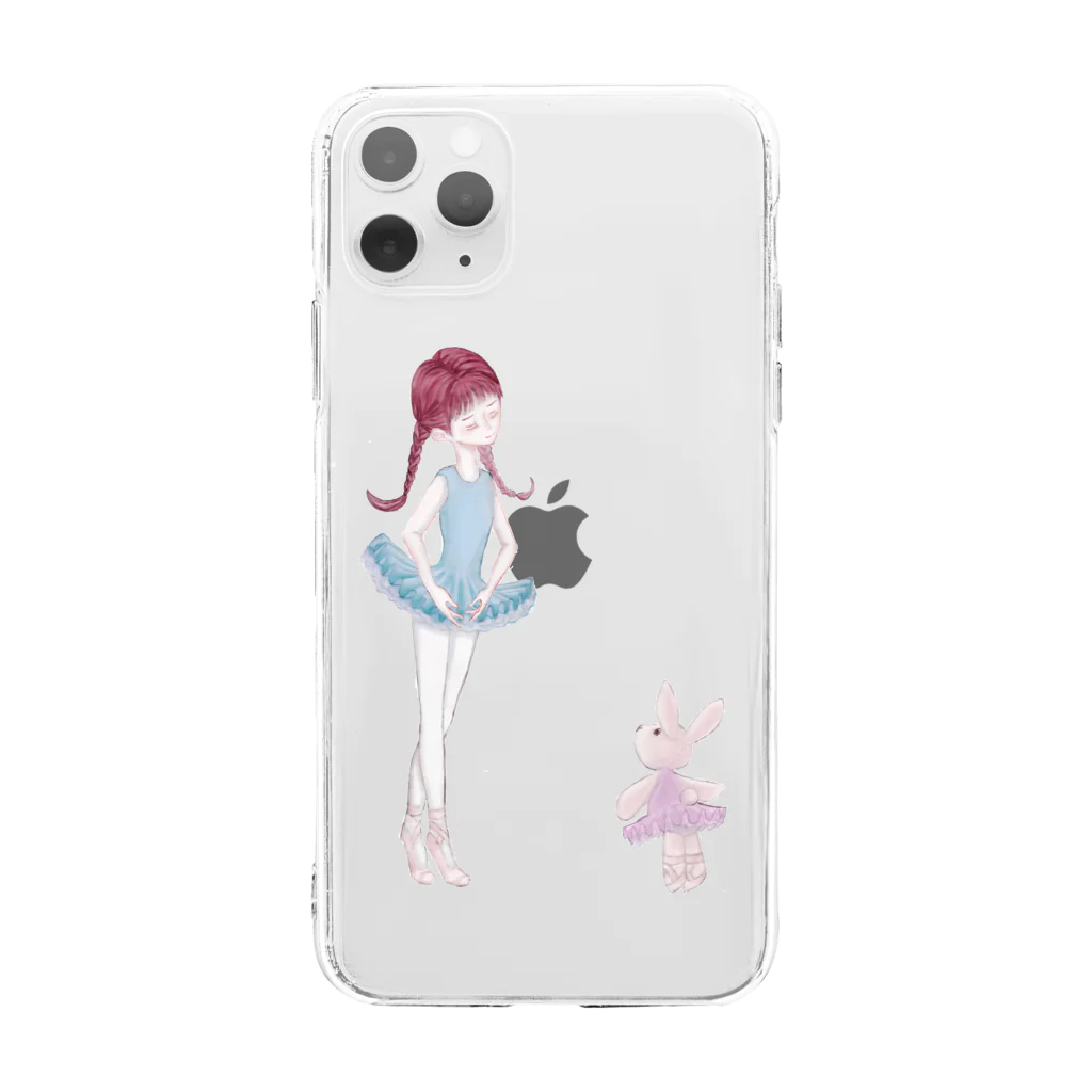 ふはふはのたぬ太郎の部屋のうさちゃんのバレエレッスン Soft Clear Smartphone Case