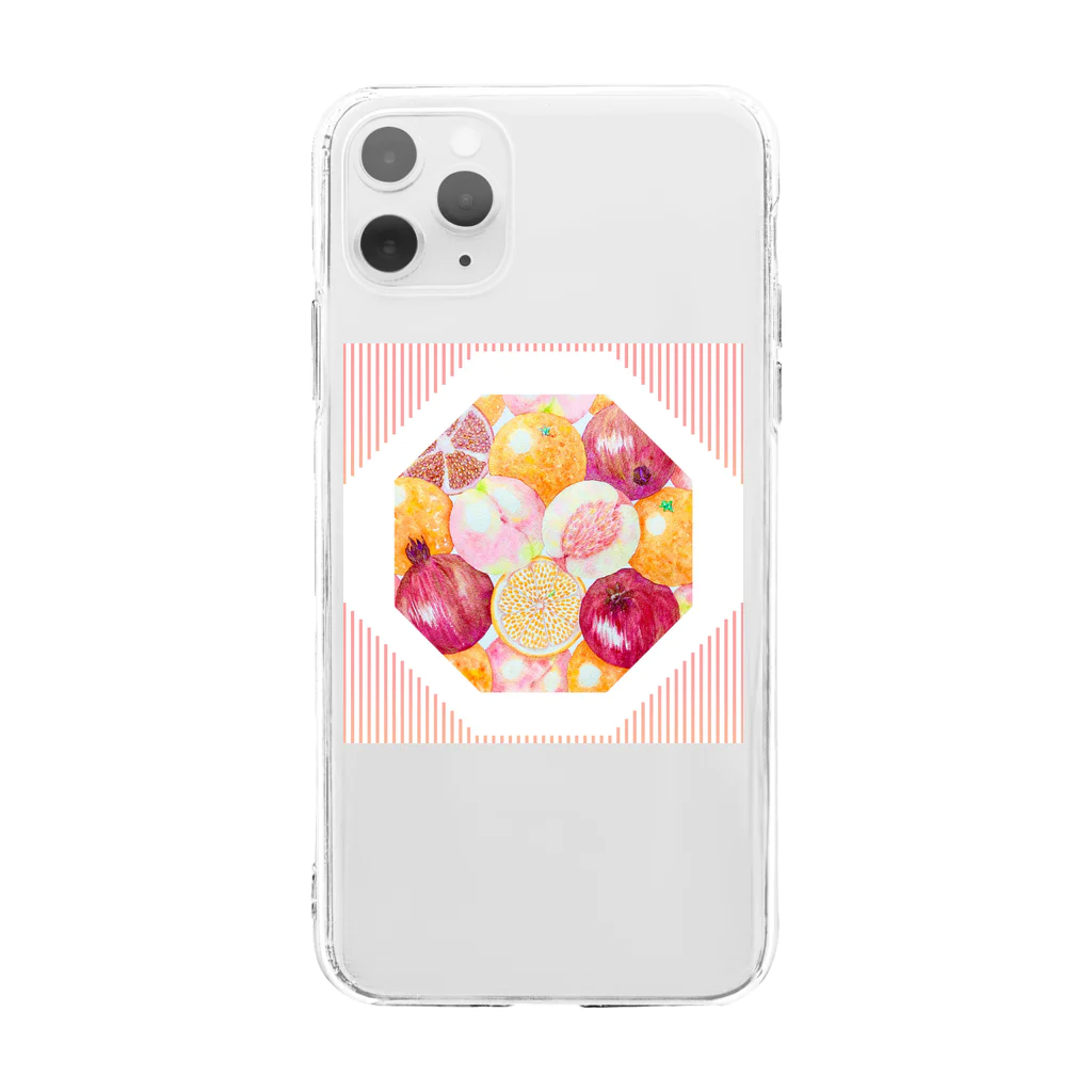 shu-shuの幸運を呼ぶスピリチュアルフルーツ☆「三柑の実」&ストライプ Soft Clear Smartphone Case