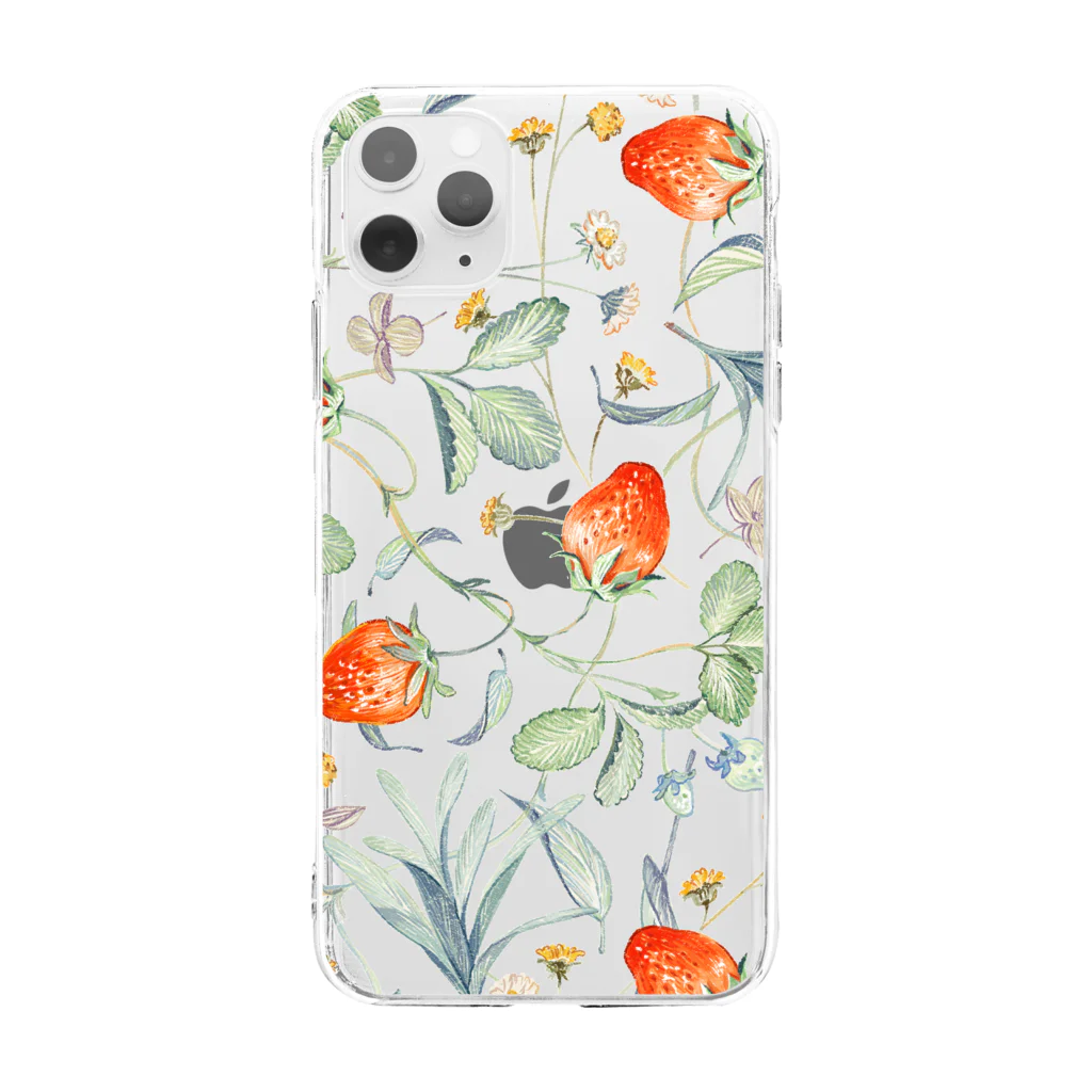 omisoのいちごと花 Soft Clear Smartphone Case