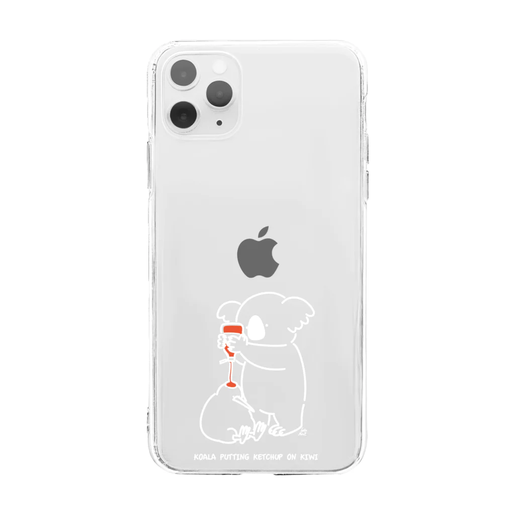 サトウノリコ*のコアラケチャップキウイ(白) Soft Clear Smartphone Case