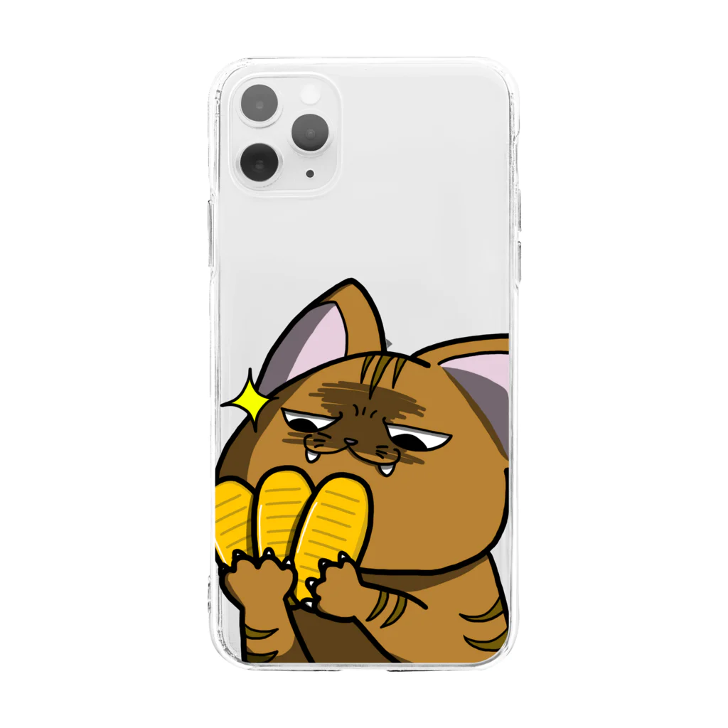 思う屋の価値の分かる猫 Soft Clear Smartphone Case