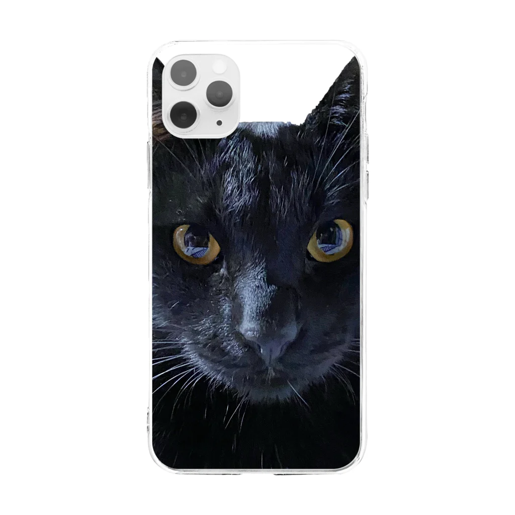 ㍿ねこ。の黒猫ゆずスマホケース③ Soft Clear Smartphone Case