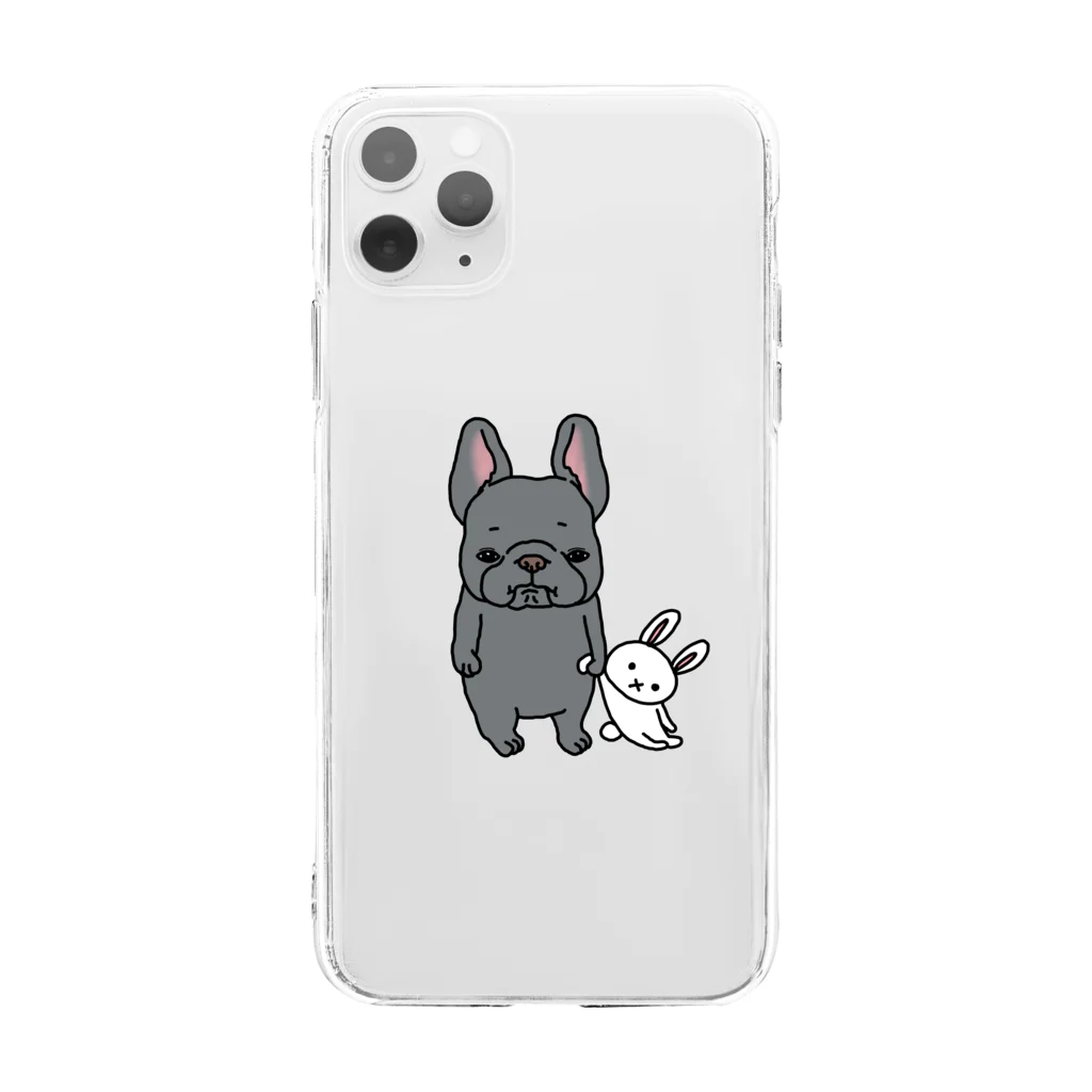 2216studioの見つめるフレブルちゃん。クロい子。 Soft Clear Smartphone Case