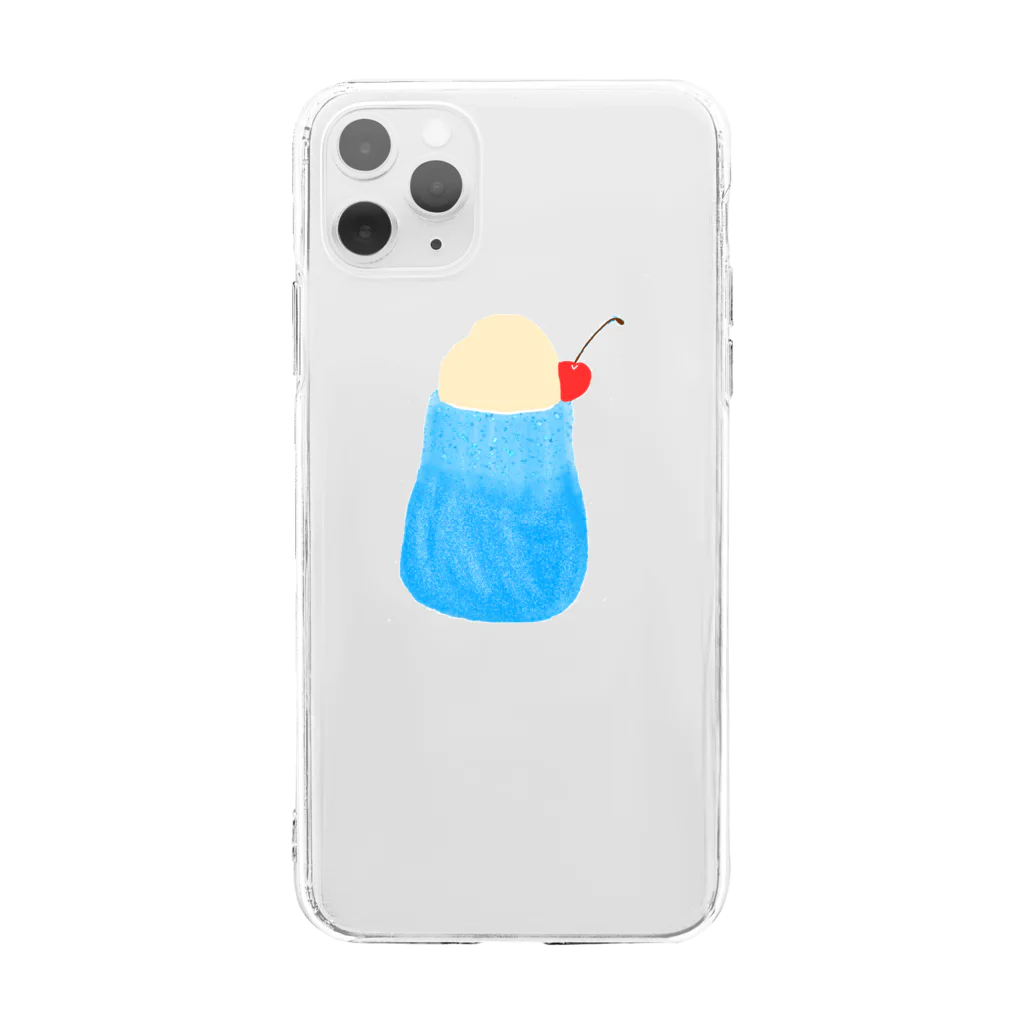 すかいぶるーのクリームソーダ/ぶるー Soft Clear Smartphone Case