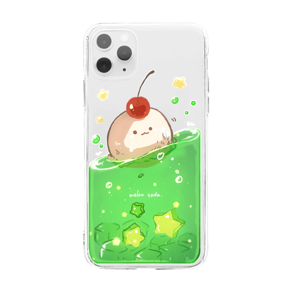 満月喫茶🌕雑貨店のしゅわしゅわメロンソーダ Soft Clear Smartphone Case