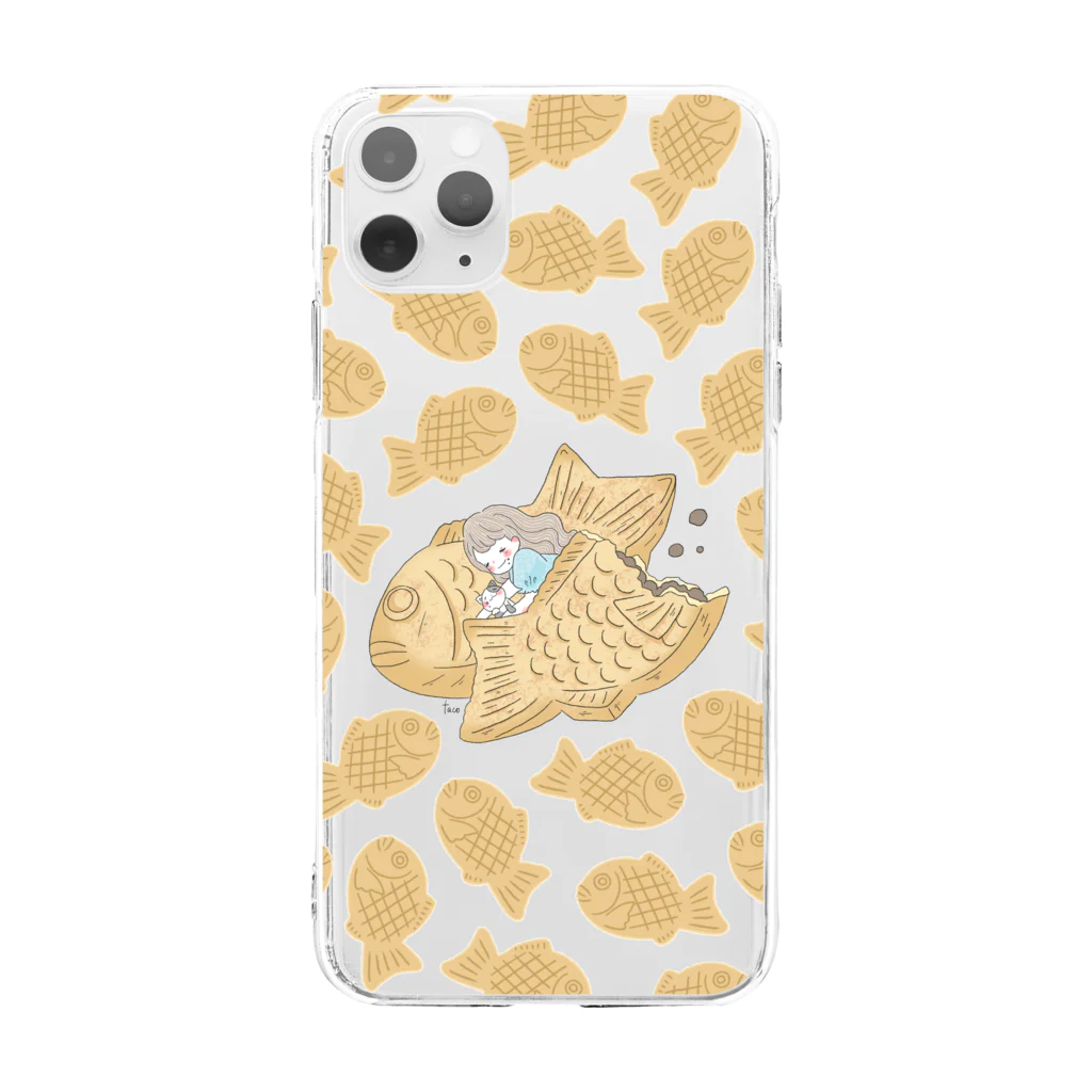 taco's SHOPのたいやき Soft Clear Smartphone Case