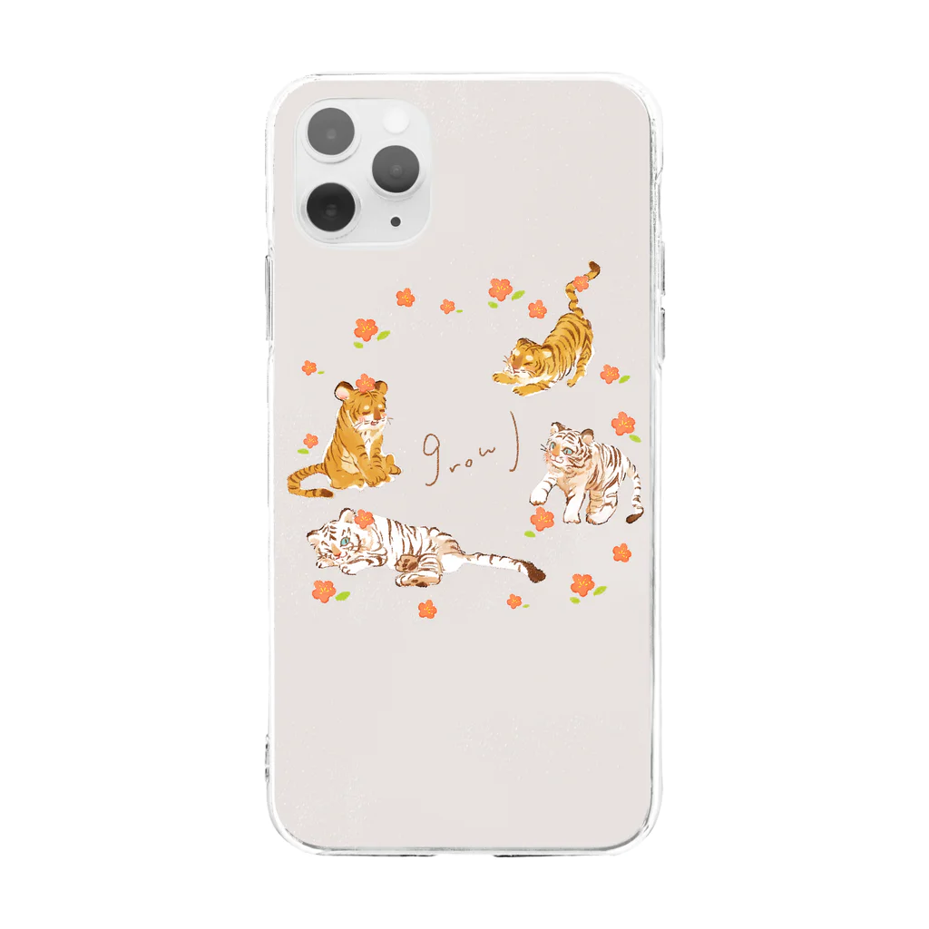 ひろちのトラとウメ Soft Clear Smartphone Case