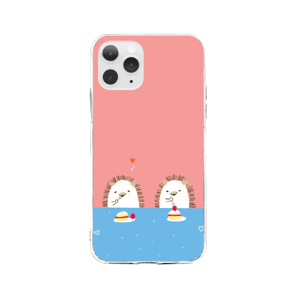 にぼしとねこのはりねずみといちご Soft Clear Smartphone Case