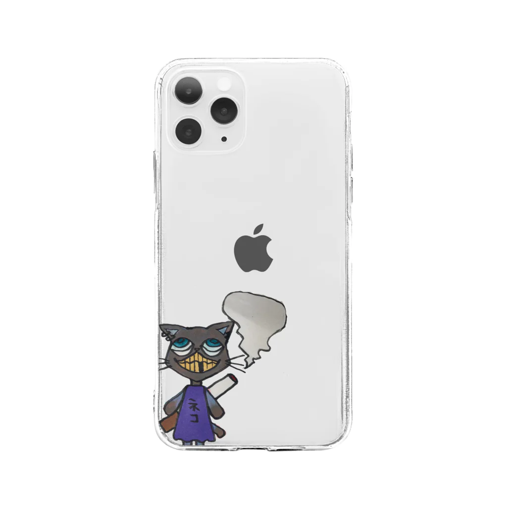 魔法使い悟りのヘビースモーカーキャット Soft Clear Smartphone Case