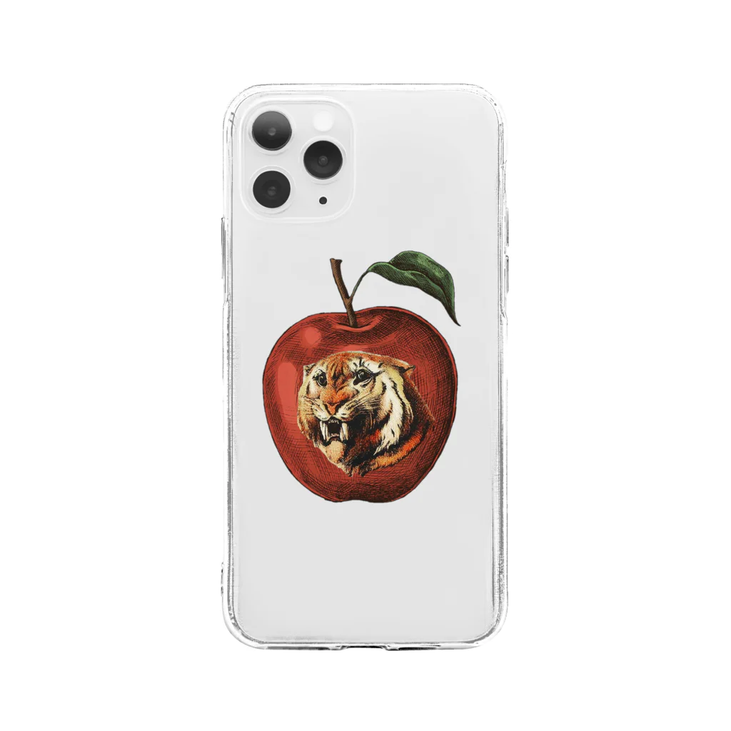 HANDSOMEの虎とりんご_Tiger&apple ソフトクリアスマホケース