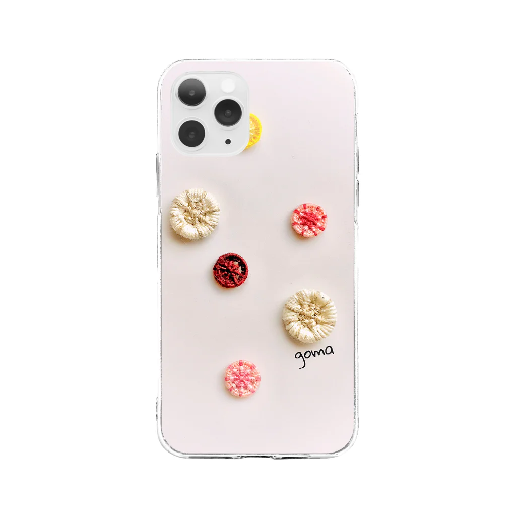 goma goodsのスイーツみたいな糸巻きボタン Soft Clear Smartphone Case