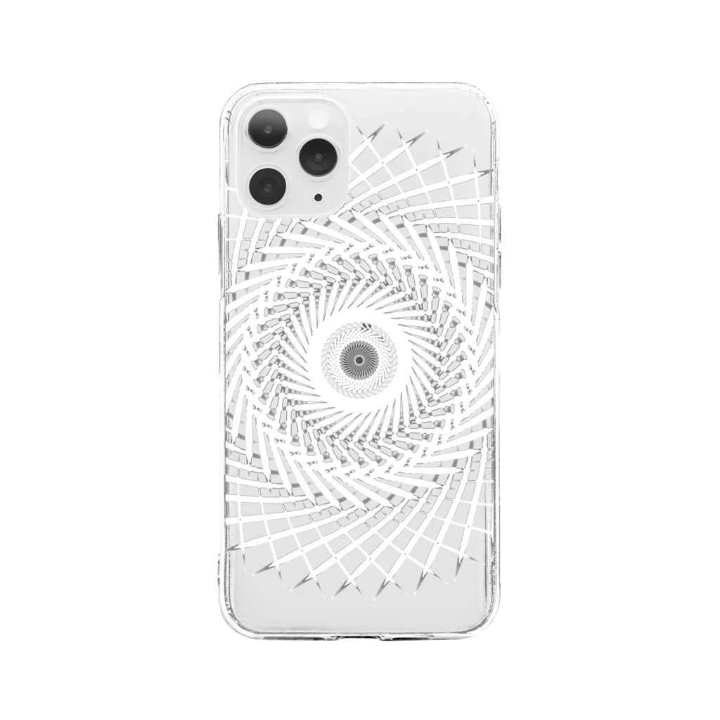 soundのcircle 白 (大) Soft Clear Smartphone Case