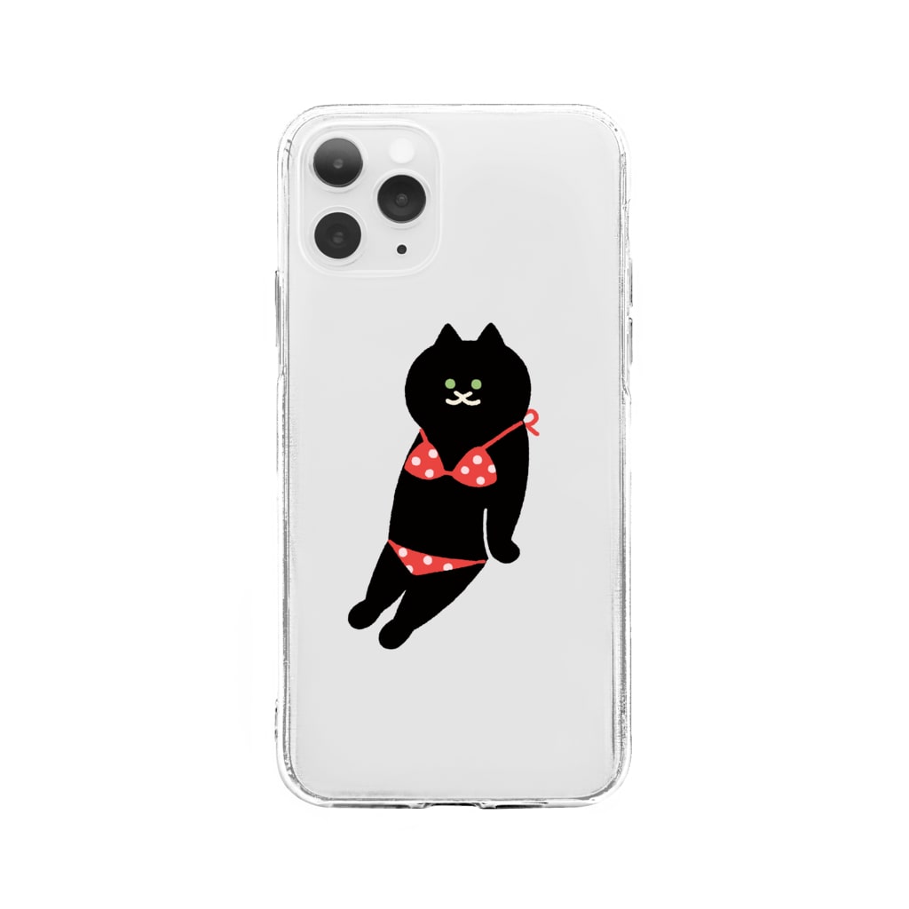SUIMINグッズのお店の赤いビキニのねこ Soft Clear Smartphone Case