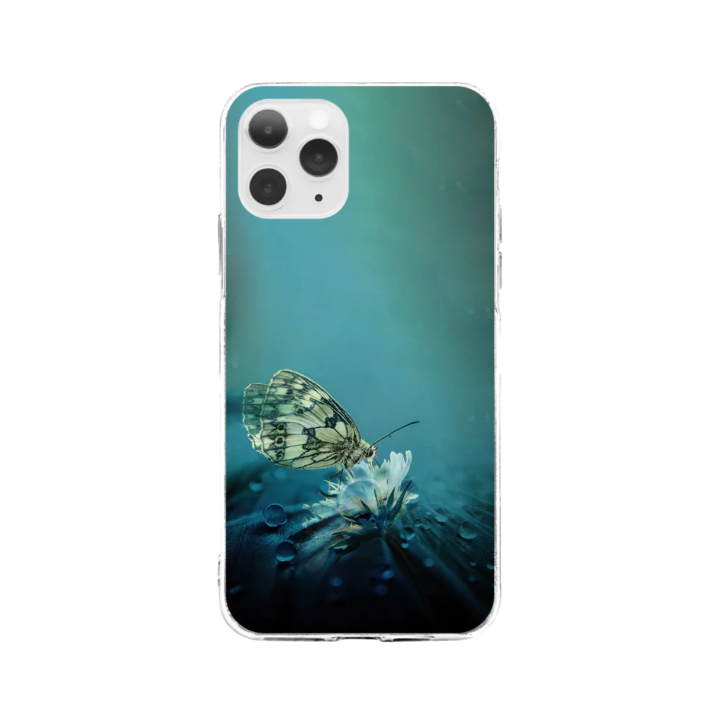 pandraDesignの水滴と蝶 Soft Clear Smartphone Case