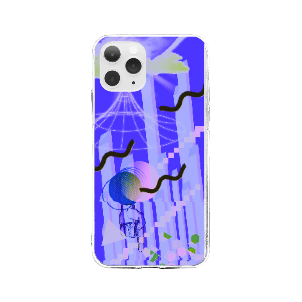 〰️➰わにゃ屋さん➰〰️のFall in digital wave Soft Clear Smartphone Case