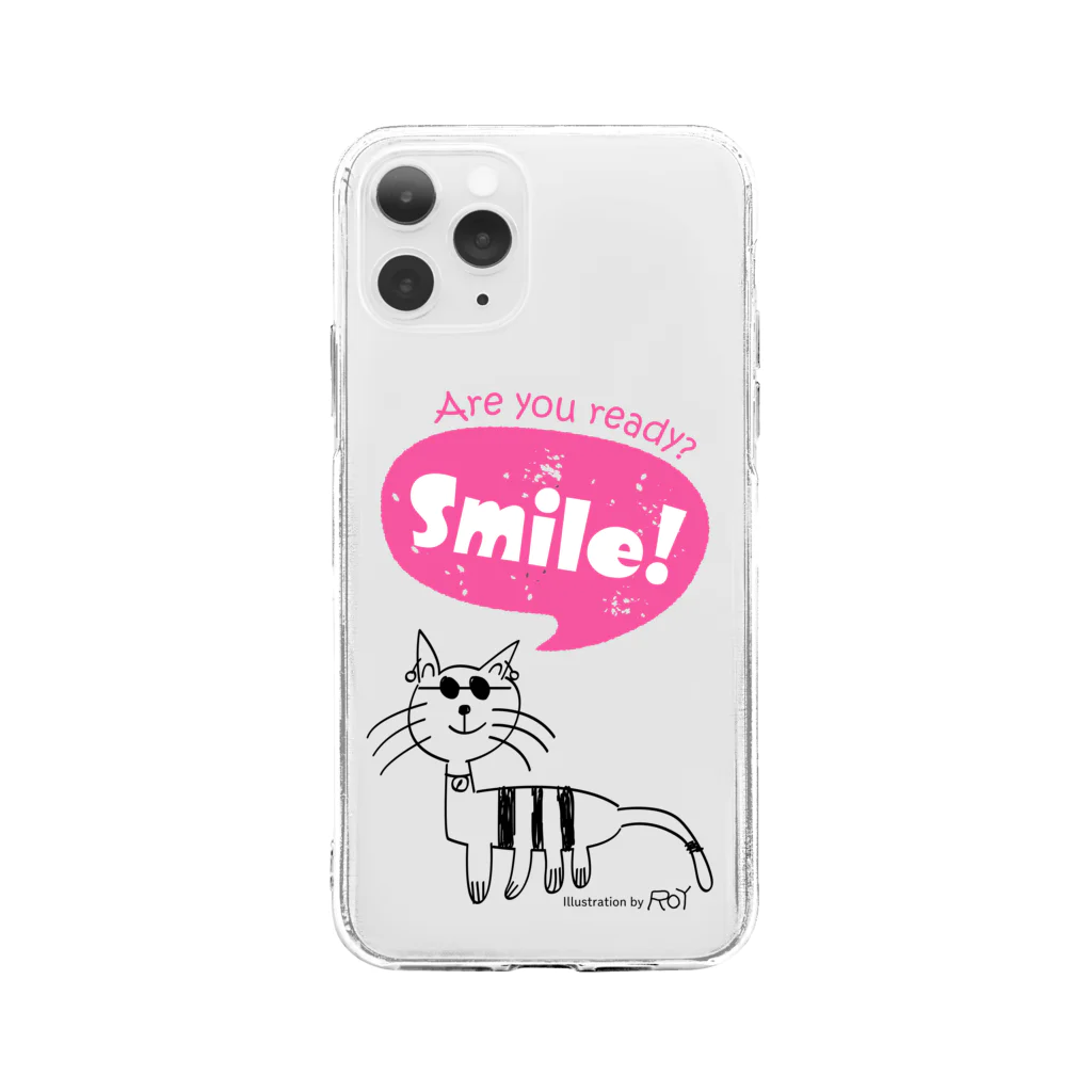 mi gatosのすまいるにゃんこ Soft Clear Smartphone Case