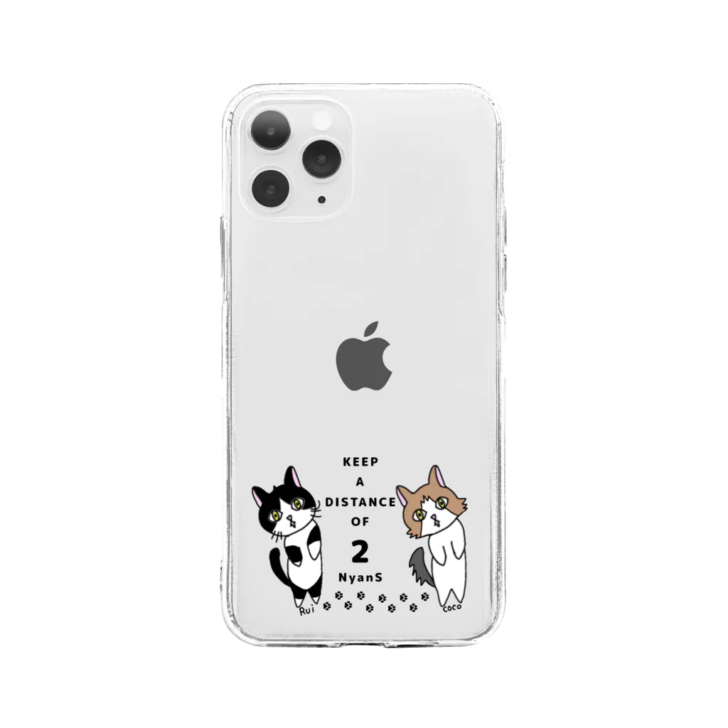 平田 莉紅@ココ&ルイちゃんのKEEP A DISTANCE OF 2 NyanS Soft Clear Smartphone Case