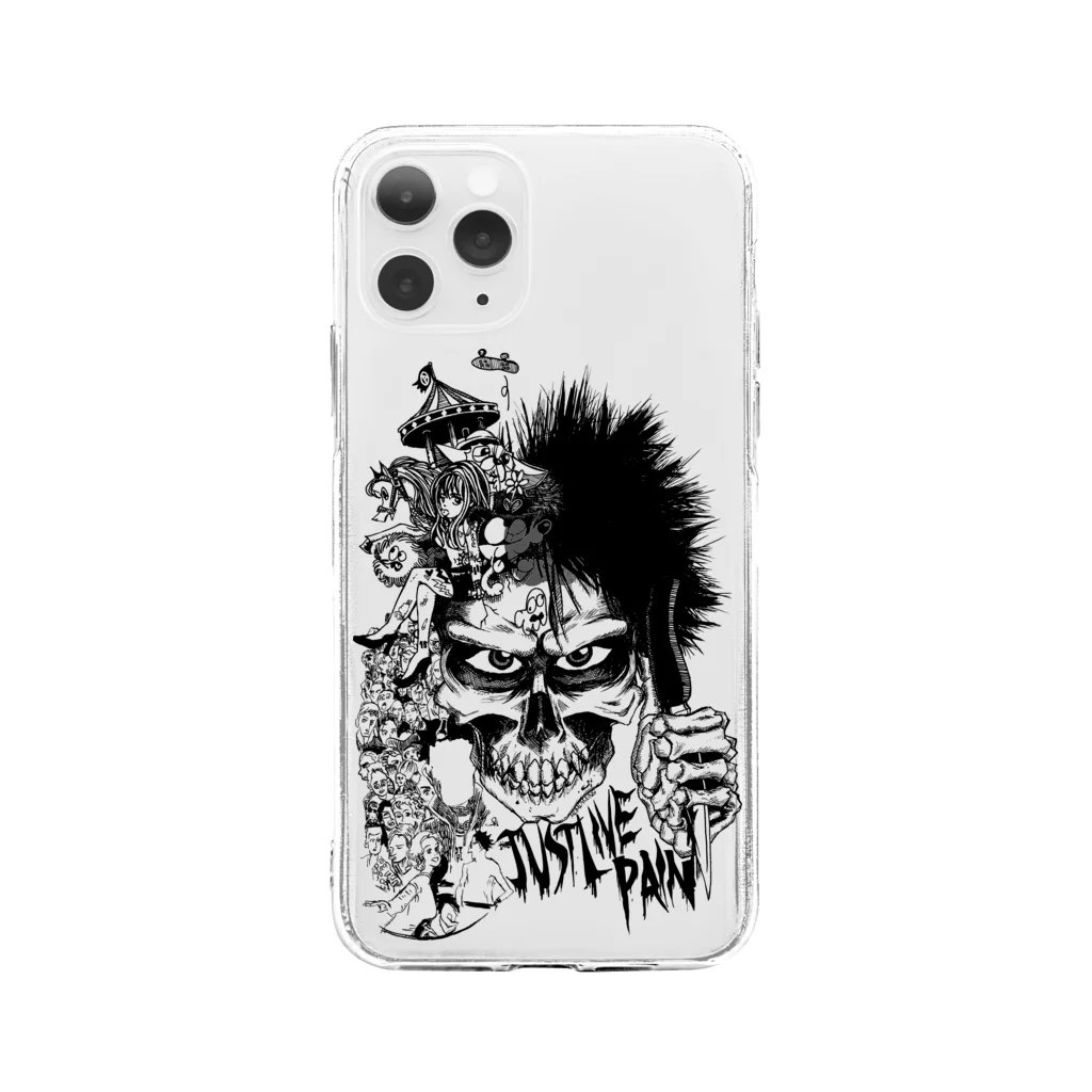 cartoonpunxのＪ　Ｕ　Ｓ　Ｔ　Ｌ　Ｉ　Ｖ　Ｅ　Ｐ　Ａ　Ｉ　Ｎ Soft Clear Smartphone Case