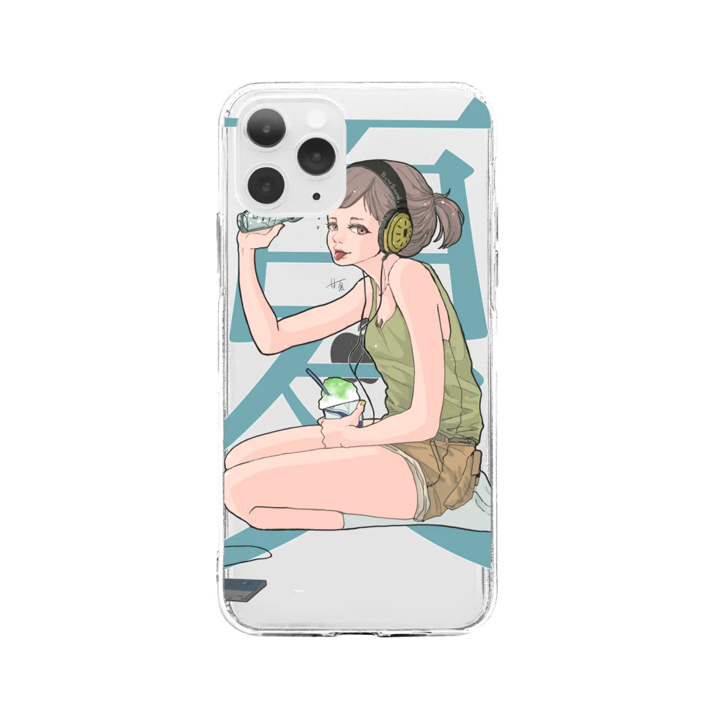 青い甘夏店の青い夏 Soft Clear Smartphone Case