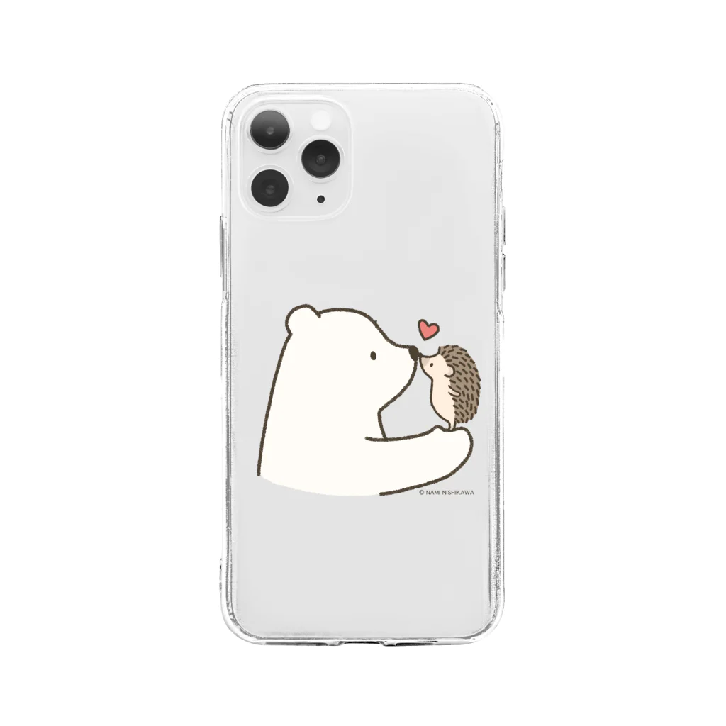 なみはりねずみのしろくま＆ハリネズミ Soft Clear Smartphone Case