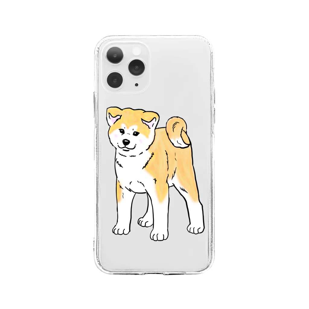 春風工房の秋田犬の展覧会立ち込み練習 Soft Clear Smartphone Case