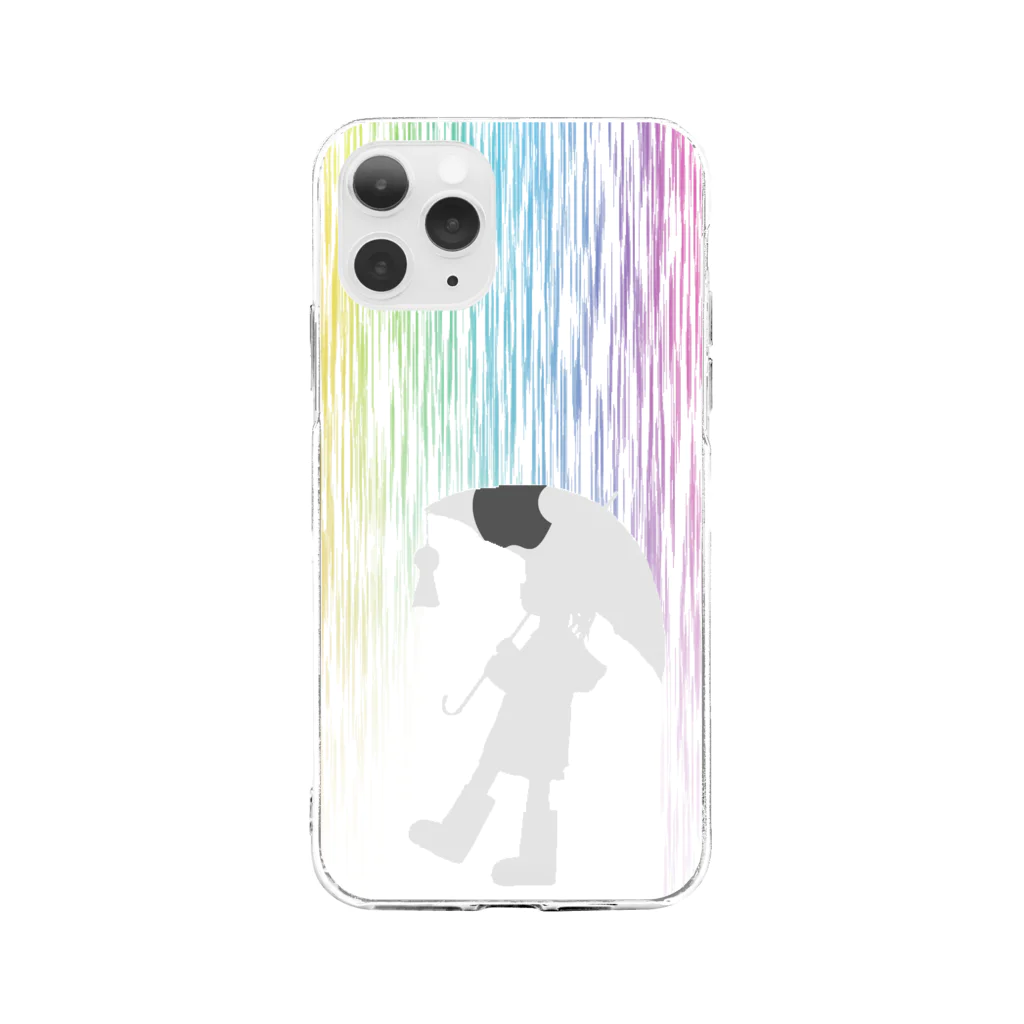 すりがらすの虹の雨 Soft Clear Smartphone Case