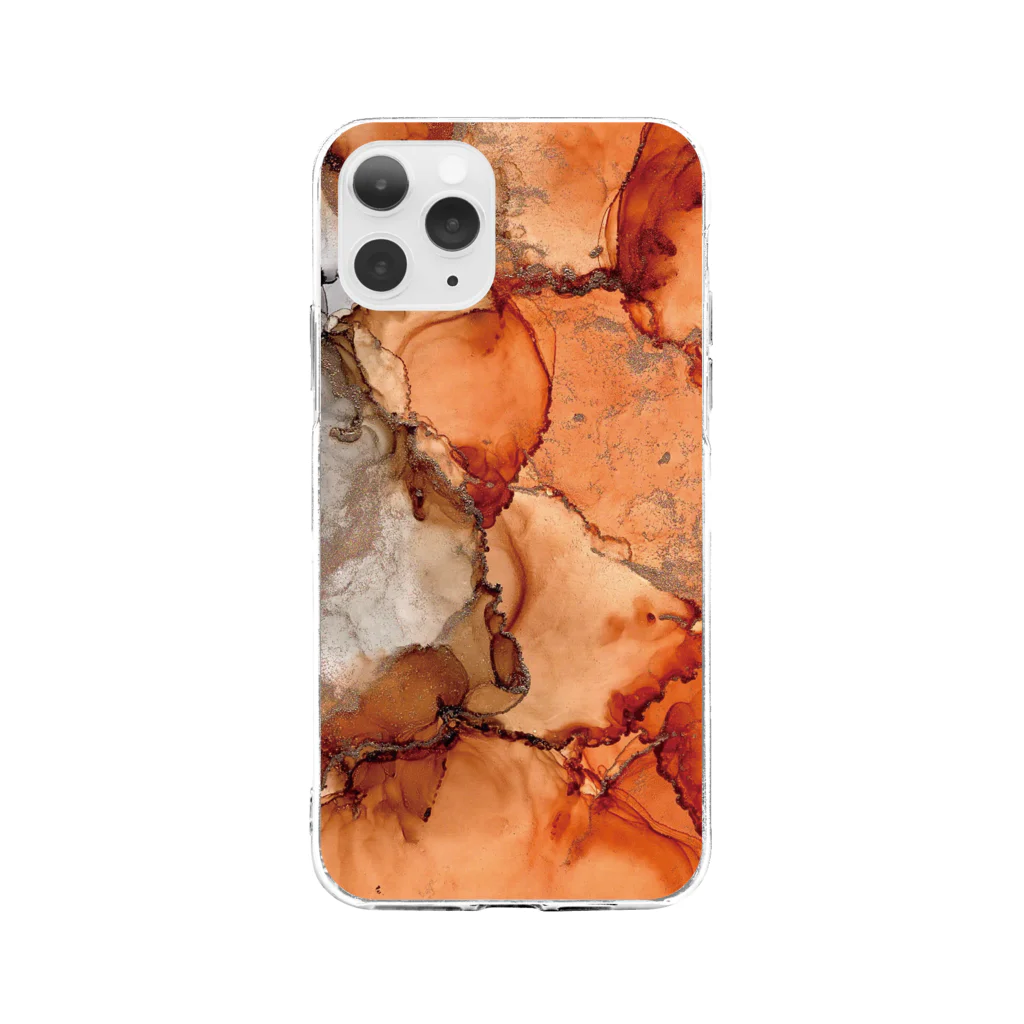 Lizamueのart://brown×gray Soft Clear Smartphone Case