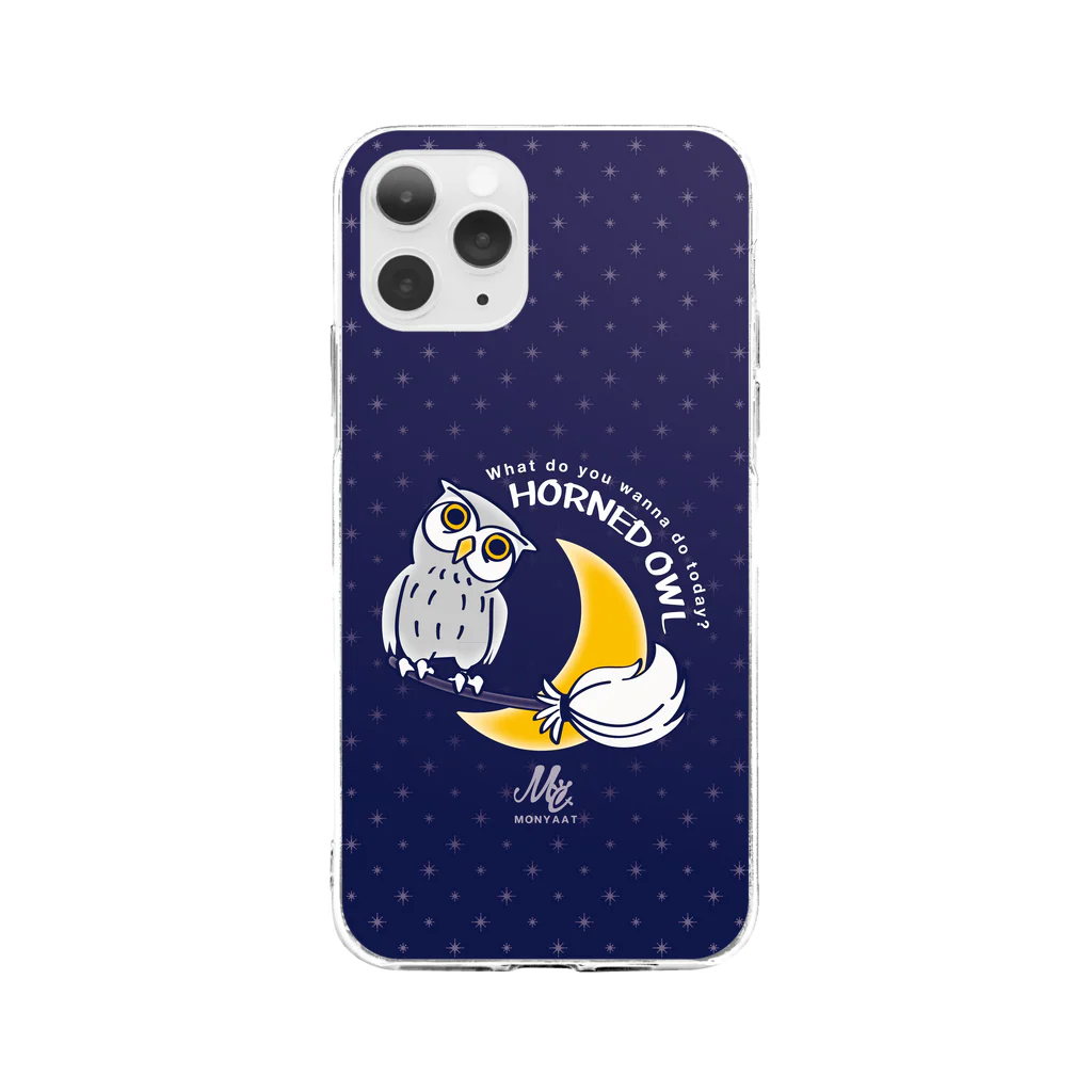 イラスト MONYAAT のCT72 夜の誘惑 HORNED OWL_B Soft Clear Smartphone Case