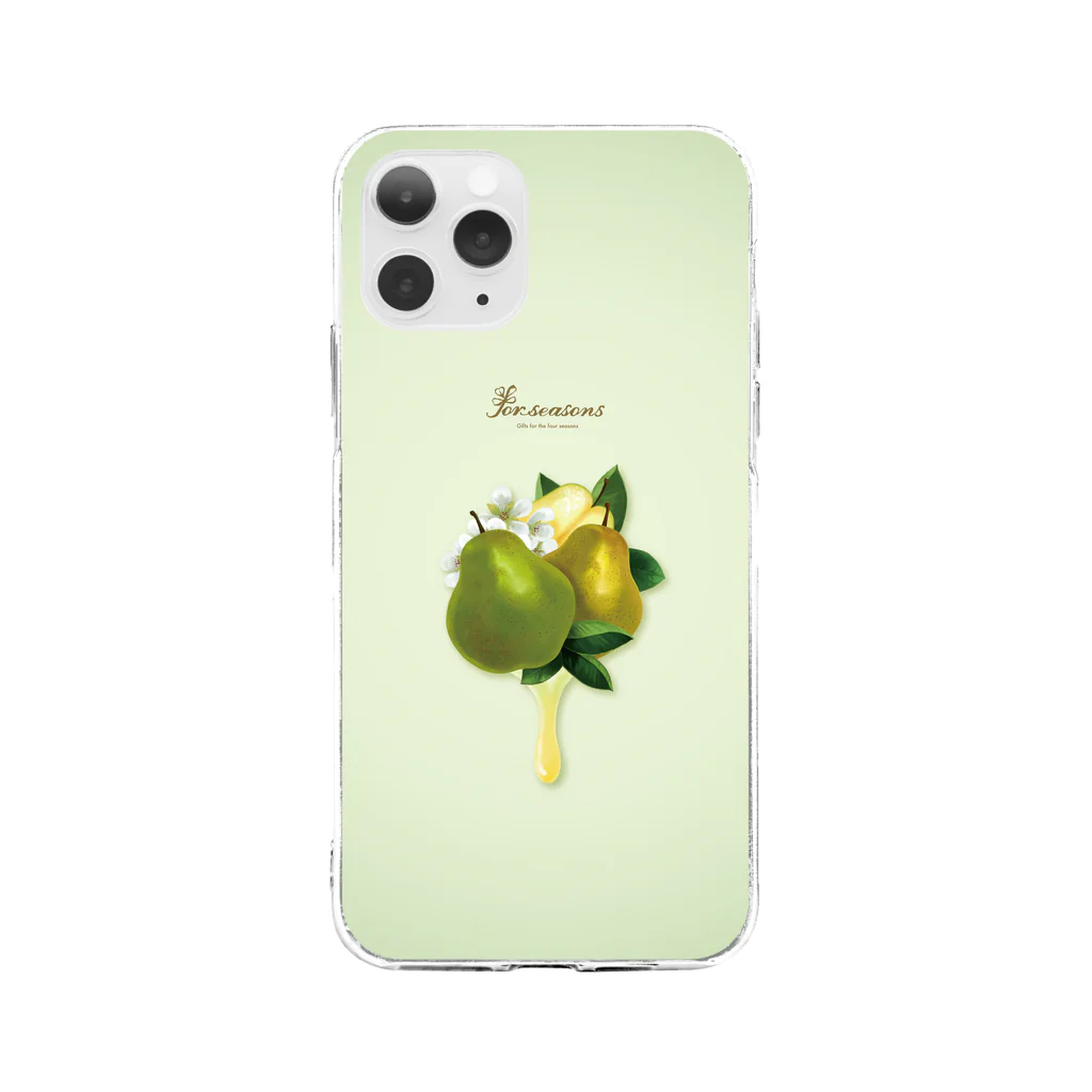 カワウソとフルーツの【forseason】ラフランス Soft Clear Smartphone Case