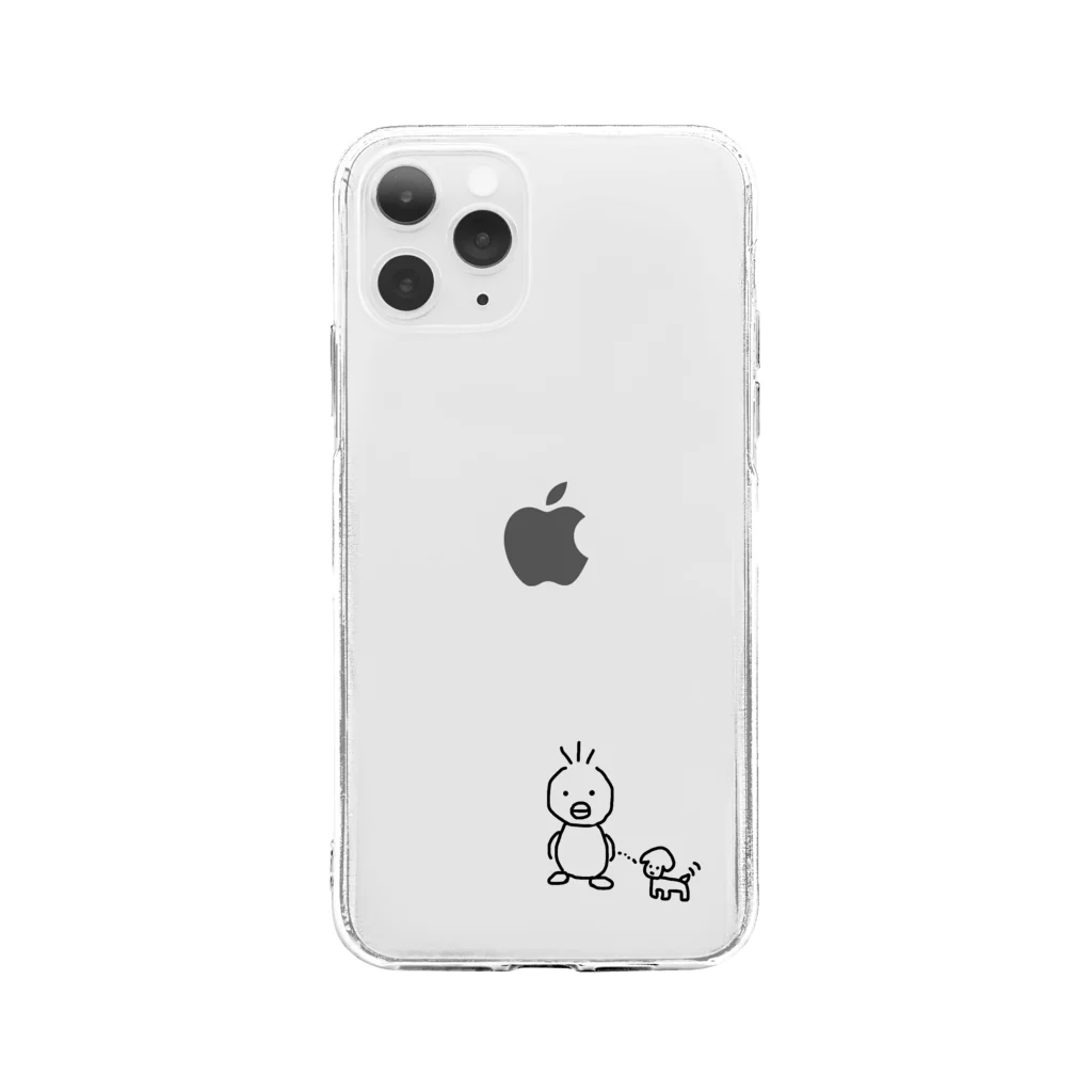 あひるちゃんのあひる×いぬ　おさんぽ Soft Clear Smartphone Case