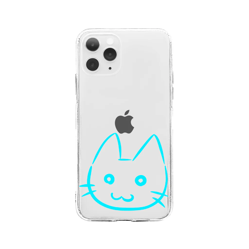 武者小路夕桐の水色猫 Soft Clear Smartphone Case