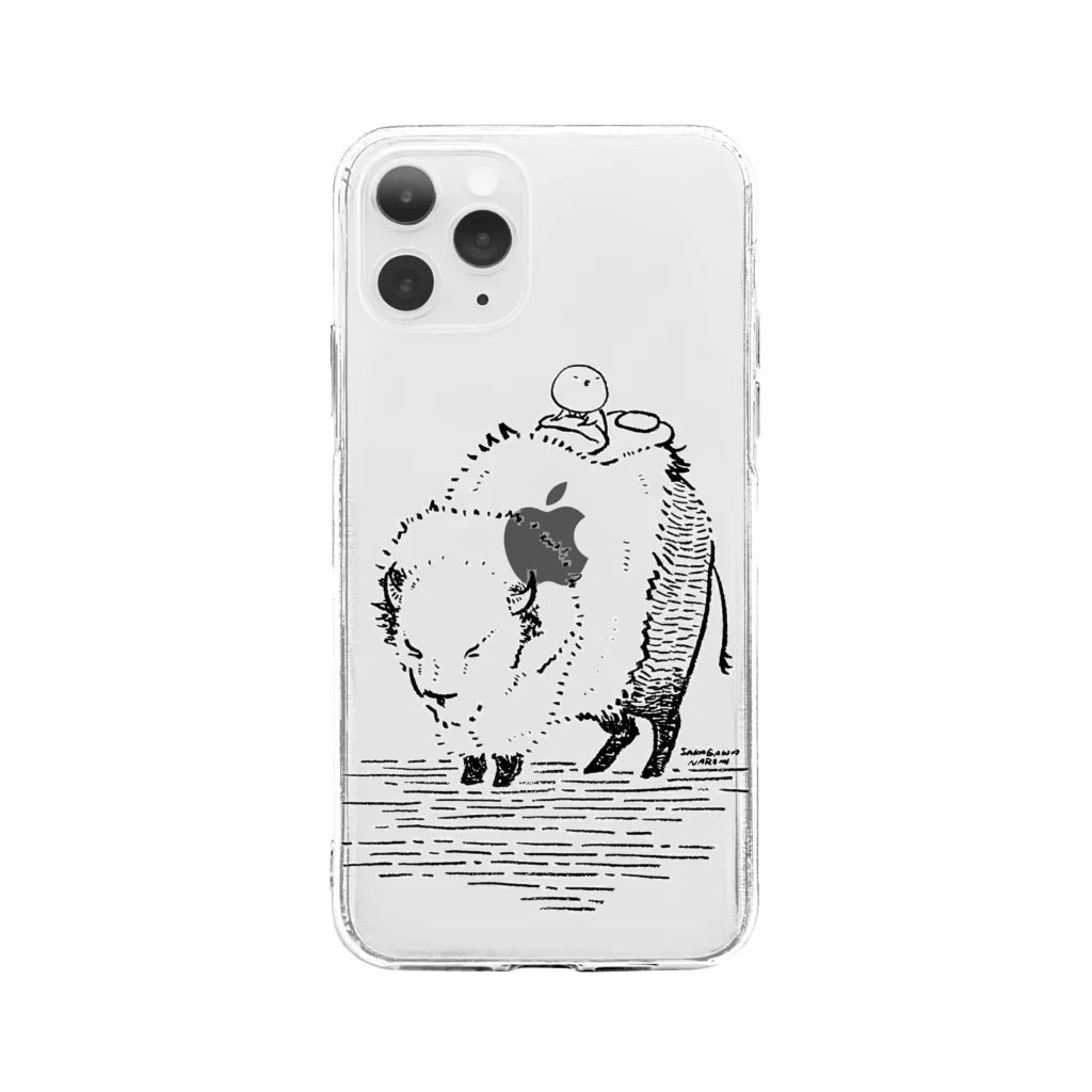 さかがわ成美のモフモフ牛とひよさん Soft Clear Smartphone Case