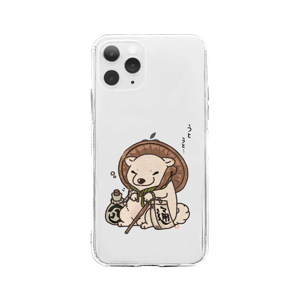 真希ナルセ（マキナル）の信楽焼のタヌキ風柴犬（白柴） Soft Clear Smartphone Case