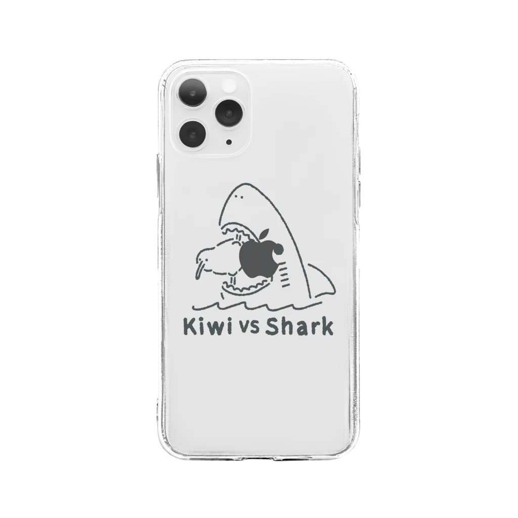 サメ わりとおもいのキーウィVSサメ Soft Clear Smartphone Case