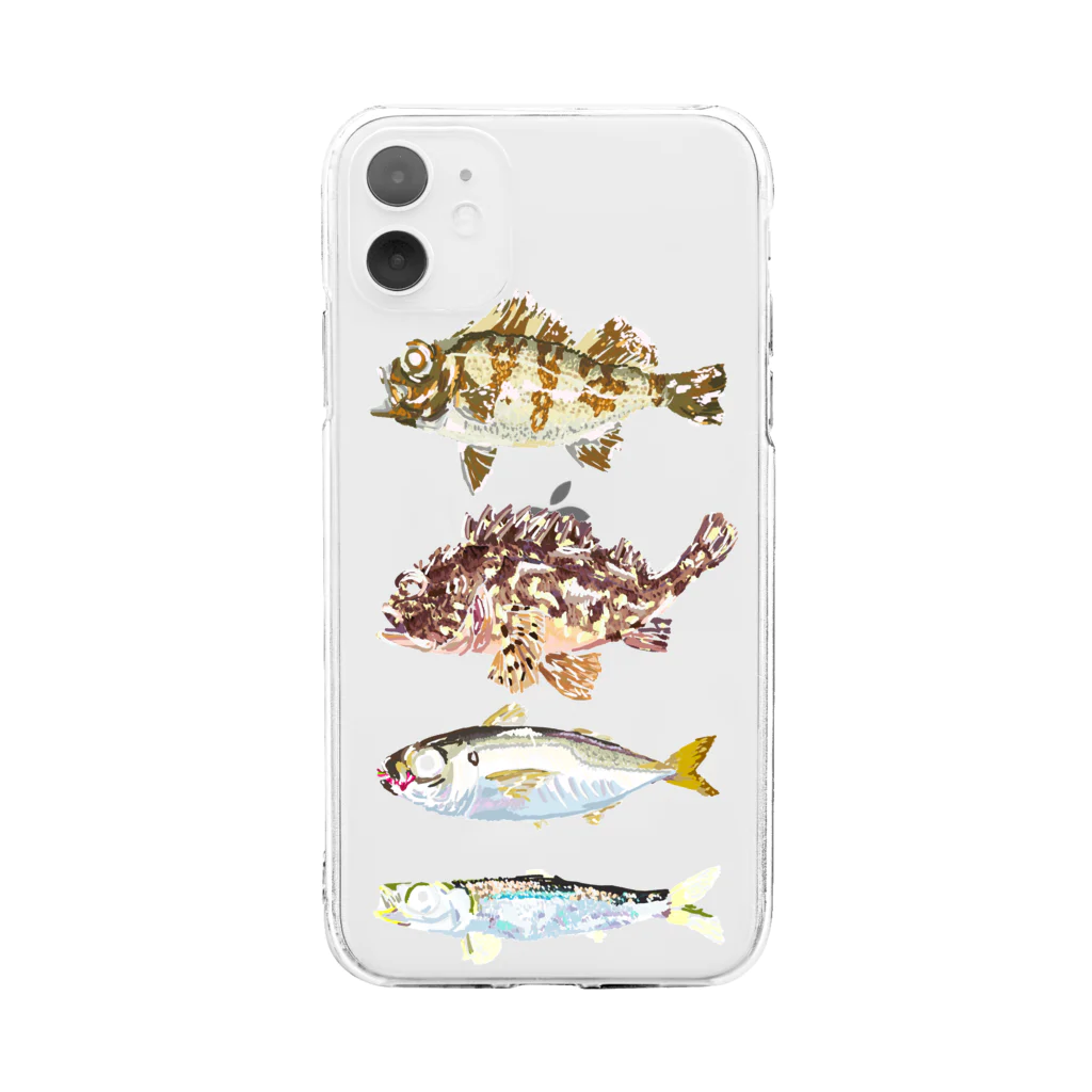 さちこの生物雑貨のギョギョギョ魚 Soft Clear Smartphone Case